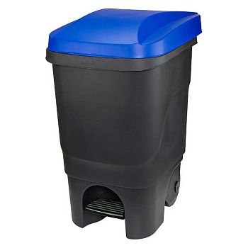 Бак 60л с педалью на колесах синий М2398