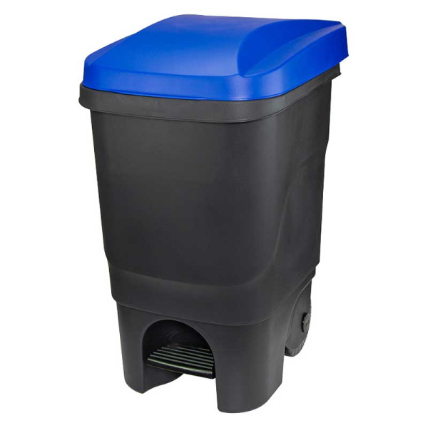 Бак 60л с педалью на колесах синий М2398