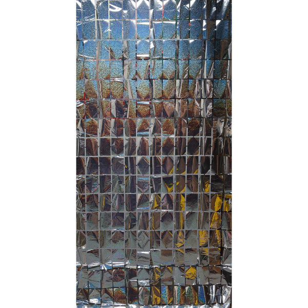 Занавес 9222-23-2 из фольги "Прямоугольник" 1*1,8м Серебро