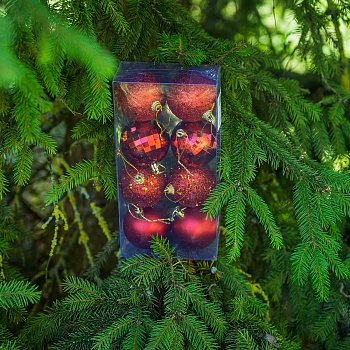 Набор елочочных украшений JT25-A2238 6 см 8 шт Шары КРАСНЫЕ (100)