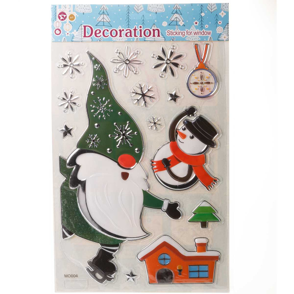 Наклейка на стекло/интерьерная наклейка А86 Гном,Снеговик 20*32(12)