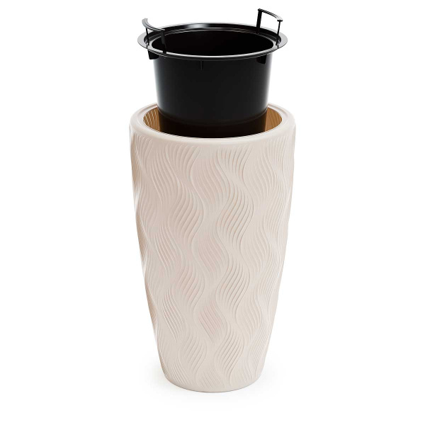 Кашпо ФЛЭЙМ 13/61 л со вставкой Светло-Бежевый БШ8888 х2 