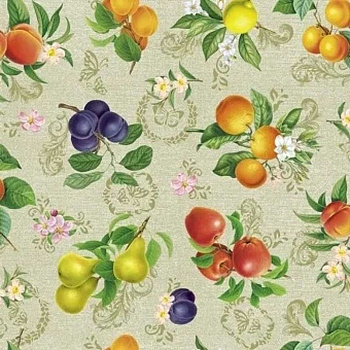 Клеенка нетканная основа 135*20  ПЕРФЕКТ 638/19 Фрукты зеленый Тверь