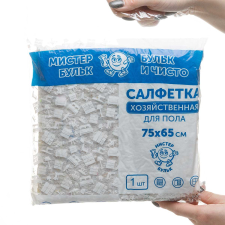 Тряпка для пола Х/Б Мистер Бульк 75*65 белая СХ 002 х30