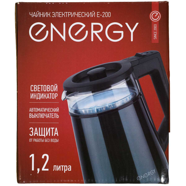 Электрический чайник ENERGY E-200 1,2 л стекло cерый