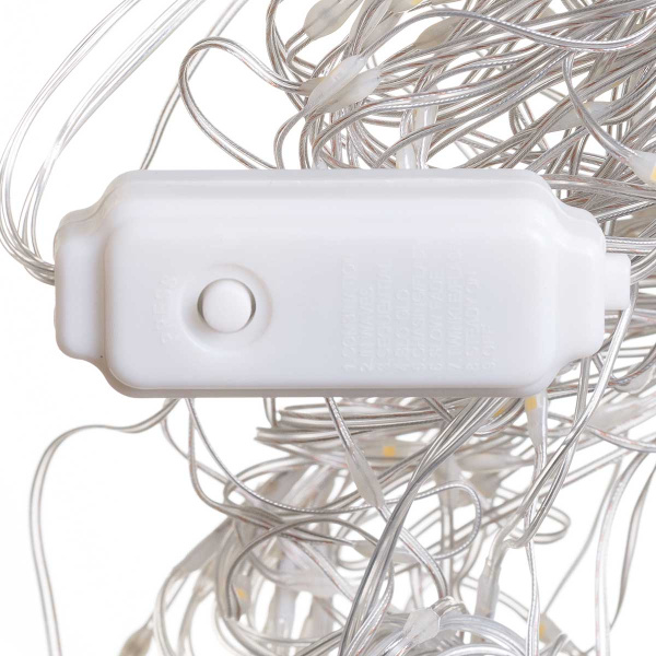 Гирлянда штора LLN-33-1 150л 1,5м*1,5м ТЕПЛЫЙ БЕЛЫЙ провод "капелька"(100)