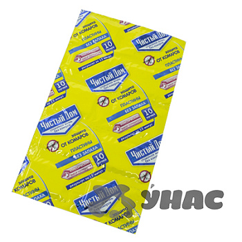 Антикомариные пластины 10 шт без запаха Чистый дом 02-603