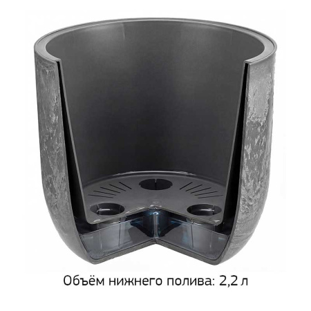 Кашпо МИКРИТ D280мм 7,8л со вставкой серый слайн М3267 х1 