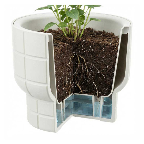 Кашпо КАРЕ D150мм 1л со вставкой кремовый М3256 х16 