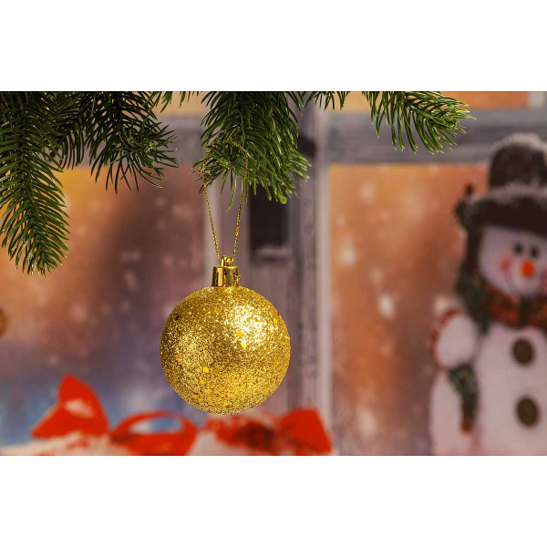 Шар Т510-6 6шт 6см (с пайетками) Золото (140)