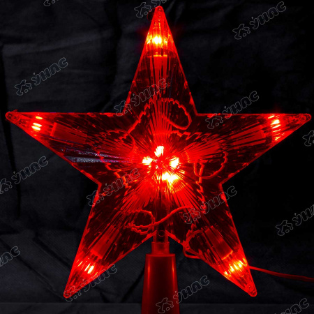 Макушка светодионая ЗВЕЗДА КРАСНАЯ/16см,10 лампочек/