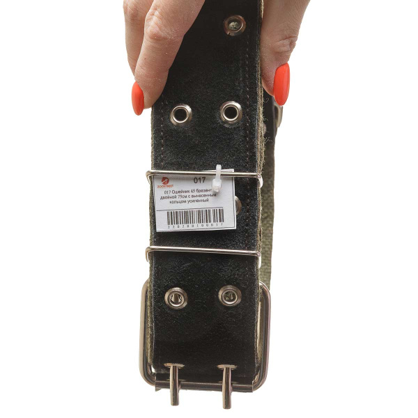 Ошейник брезент ширина 45 мм, двойной 75 см с вынесенным кольцом усиленный