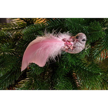 Прищепка на елку A1406PK 3шт 12см Птичка розовая