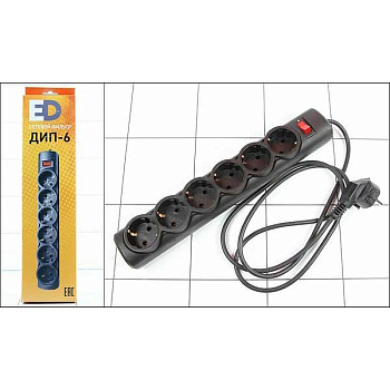 Фильтр сетевой 6 гнезд 3,0 м ЧЕРНЫЙ х20