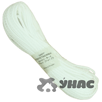 Шнур хозяйственный вязаный диаметр 4мм, 20м, белый x100