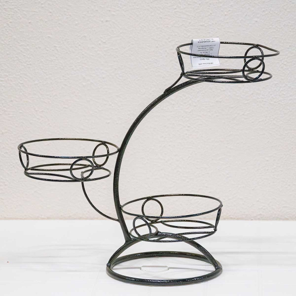 Подставка для цветов "Фиалка 3" чёрный (3 корзины)