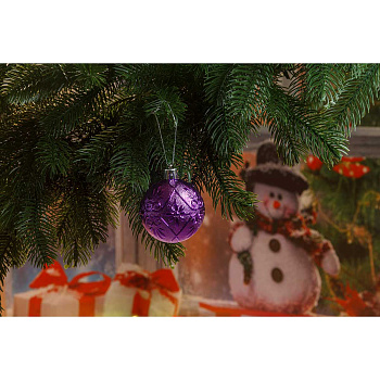 Шар Р32-4 6шт 6см (фактур.цветок,вензель) Сиреневый (140)