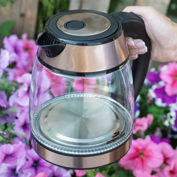 Эл. чайник Добрыня 1,8л 1800Вт стекло DO-1262 медь