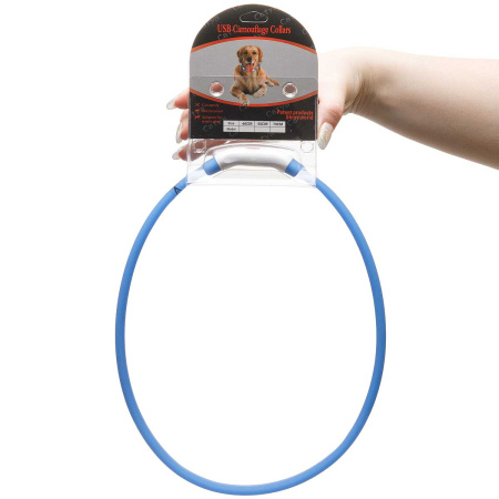 Ошейник 70*1,5см свет-ся 3реж микс USB NA2616 (144