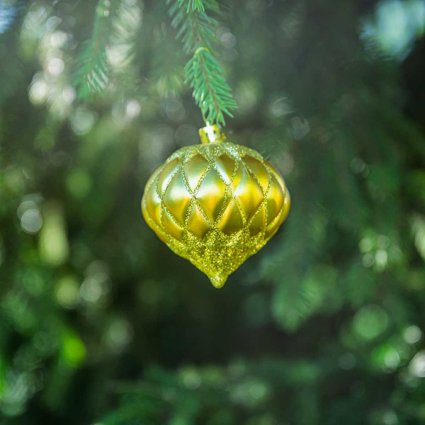 Шар 8BDC3-G20-2 3шт 8см "Фонарик" золото с блестками (128)