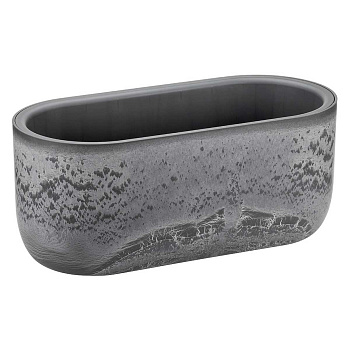 Кашпо МИКРИТ овальное 385x180мм 6л со вставкой серый слайн М3274 х1 