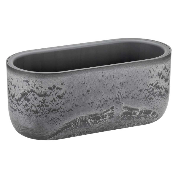 Кашпо МИКРИТ овальное 385x180мм 6л со вставкой серый слайн М3274 х1 