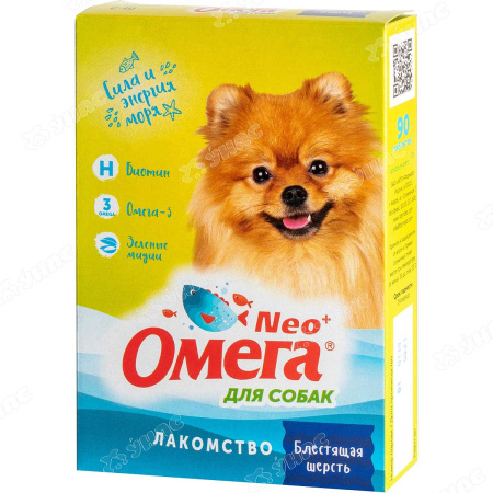 ОМЕГА Neo + Лакомство для собак Блестящая шерсть 90 таблеток *ЧЗ