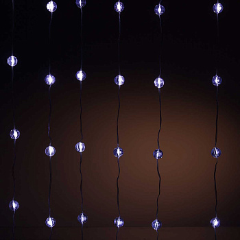 Гирлянда штора LLN-27-2-3 3*1,6м 10нитей по 12лампочек ШАР Холодный Белый