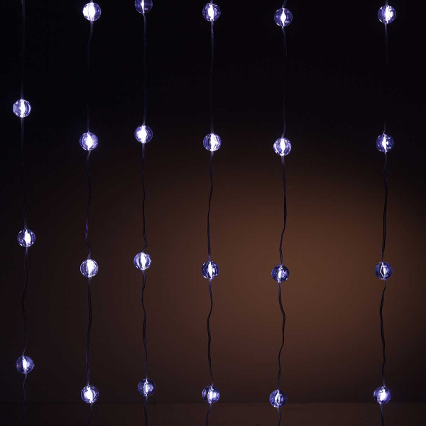 Гирлянда штора LLN-27-2-3 3*1,6м 10нитей по 12лампочек ШАР Холодный Белый