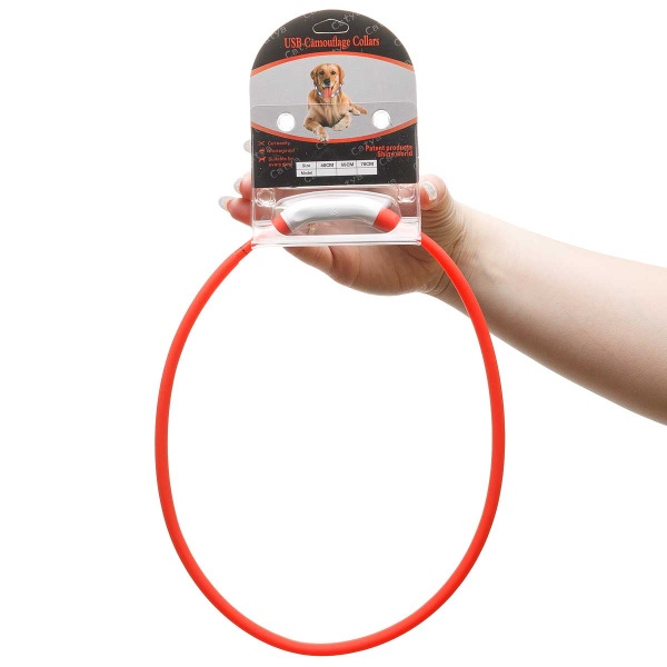 Ошейник 70*1,5см свет-ся 3реж микс USB NA2616 (144