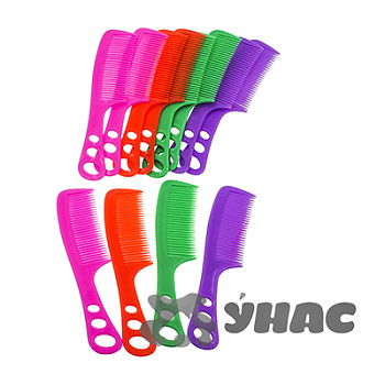 Расческа NA673 (цена за 20 шт) пластиковая цветная с ручкой 