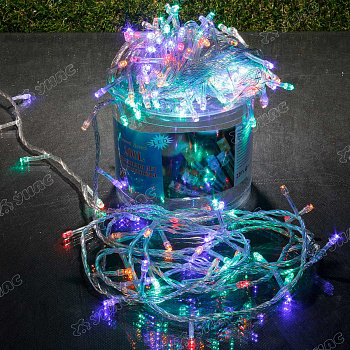 Гирлянда LED L-5-6 200 ламп прозрачный провод соединение цветной