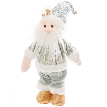 Фигура новогодняя интерьерная Н22269А Дед мороз 32см, светло-зеленый, в колпаке с бубенцом, в свитере, в брюках