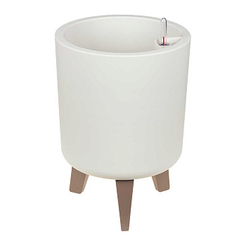 Кашпо ФЛОРИАН высокое D 250 мм 11 л с автополивом белый ротанг М3157 х3 