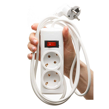 длинитель ПРЕМИУМ с КНОПКОЙ 2 гнезда 2 метра ПВС 3*0,75 с заземлением x30