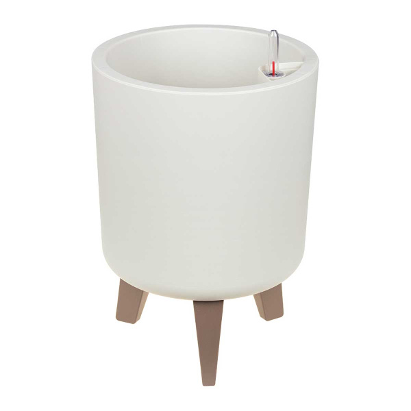 Кашпо ФЛОРИАН высокое D 250 мм 11 л с автополивом белый ротанг М3157 х3 