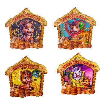 Магнит 25324 Лошадка с пожеланием и монетками 5,5*5 см (ЦЕНА ЗА 24ШТ)