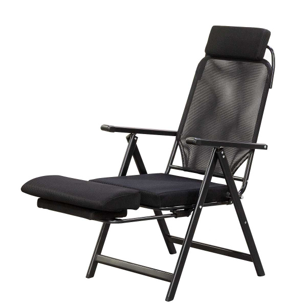Кресло складное A7 с выдвижной подставкой для ног, подушкой под спину, регулируемый наклон спинки-9 положений