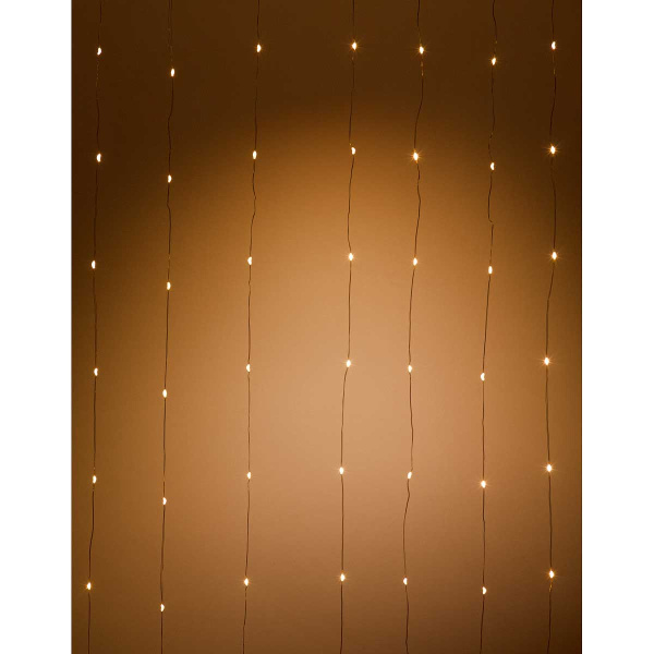 Гирлянда штора LED LLN-32-1 240л 3м*2м ТЕПЛЫЙ БЕЛЫЙ провод "капелька" (100)