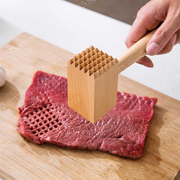 Молоток кухонный для отбивания мяса деревянный с 2-мя металлическими сторонами NA623