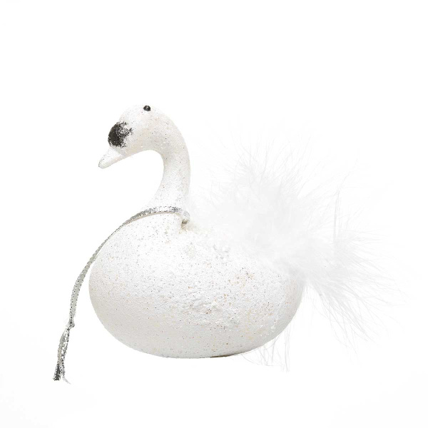 Шар D-4015W 1шт 14см Лебедь белый (хвост-пух) (240)