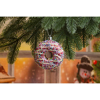 Шар SFOP21055-E 1шт 10см Пончик красный (288)