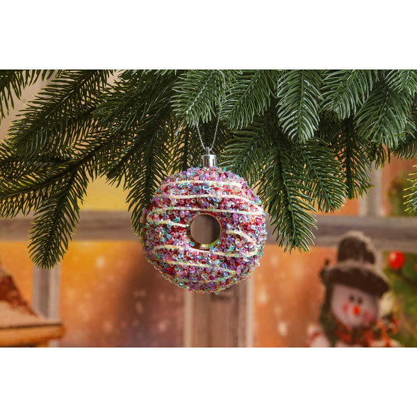 Шар SFOP21055-E 1шт 10см Пончик красный (288)