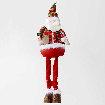 Фигура новогодняя AKK002A Дед Мороз 85-110см с телескопическими ногами, зеленый с красным