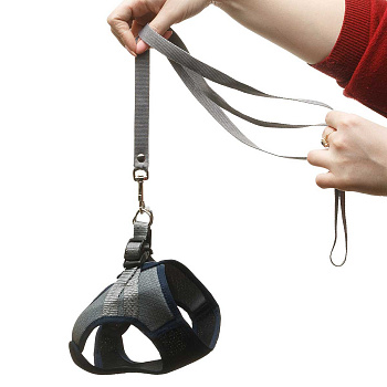 Шлейка-жилетка+поводок сетка трехслойная на липучке Большая