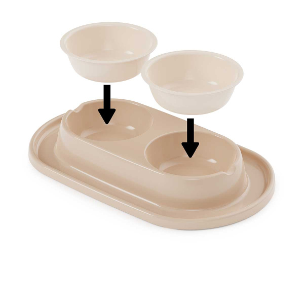 Миска для животных 0,3л двойная на подставке бежевый БШ8495 х9