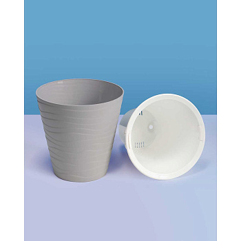 Кашпо "Валенсия" со вставкой 2 л Серый шелк х12 