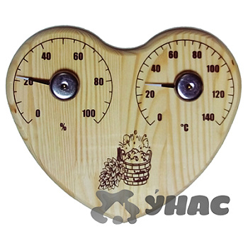 Банная станция открытая Термометр+Гигрометр сердце СБО-3тг