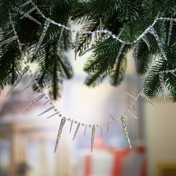Цепь новогодняя T200-3 2.7 м Сосульки прозрачные (288)