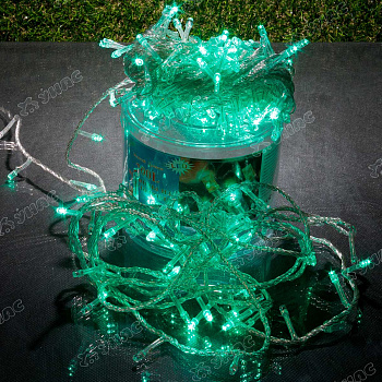 Гирлянда LED L-5-5 200 ламп прозрачный провод соединение зеленый